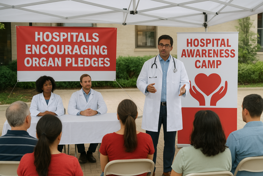 Awareness camp by hospitals encouraging organ pledges
