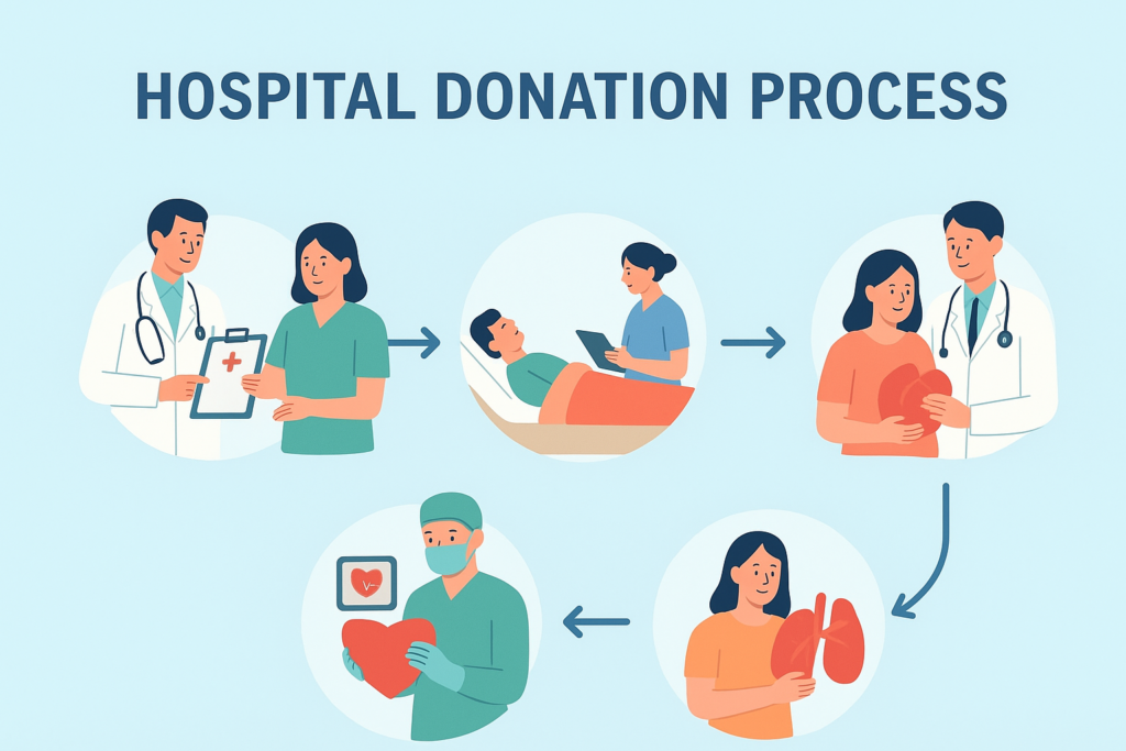 Step-by-step hospital donation process.